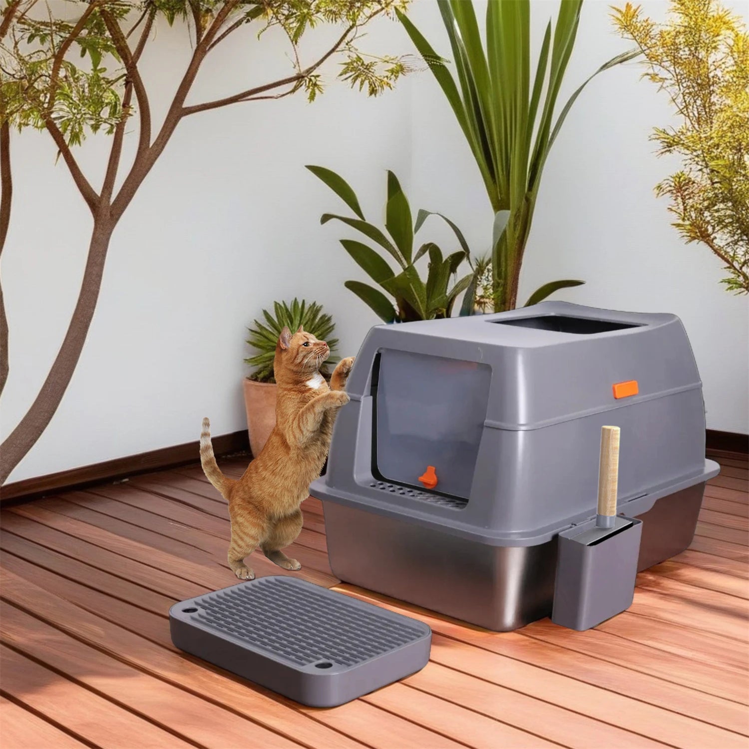 Stainless Steel Dual Entry Litter Box